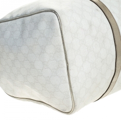 مملوكة مسبقًا Gucci White/Silver GG Supreme Canvas and Leather Joy Boston Bag