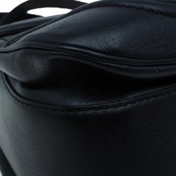 Pre Owned Gucci Black Leather Large Bamboo Top Handle Bag