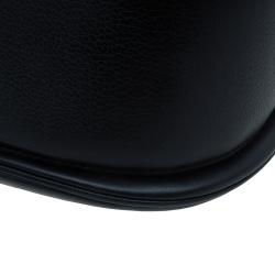 Pre Owned Gucci Black Leather Large Bamboo Top Handle Bag