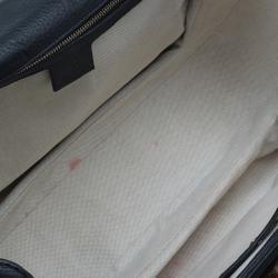 Pre Owned Gucci Black Leather Large Bamboo Top Handle Bag