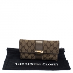 Gucci Beige GG Canvas and Leather Flap Wallet 