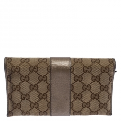 Gucci Beige GG Canvas and Leather Flap Wallet 