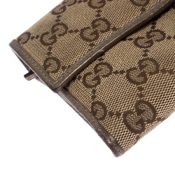 Gucci Beige GG Canvas and Leather Flap Wallet 