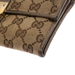 Gucci Beige GG Canvas and Leather Flap Wallet 