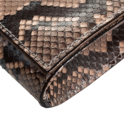Gucci Beige Metallic Python Soho Clutch