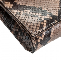 Gucci Beige Metallic Python Soho Clutch