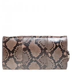 Gucci Beige Metallic Python Soho Clutch