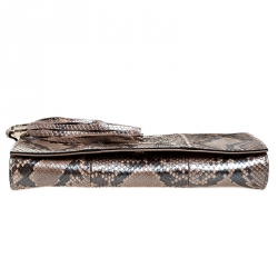 Gucci Beige Metallic Python Soho Clutch