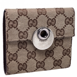 Gucci Beige/Brown GG Canvas Eclipse Compact Wallet