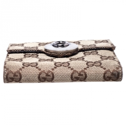 Gucci Beige/Brown GG Canvas Eclipse Compact Wallet