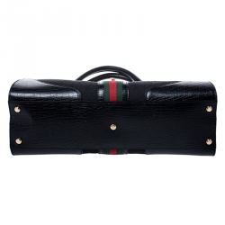 Pre Owned Gucci Black Fabric And Leather GG Supreme Web Hobo