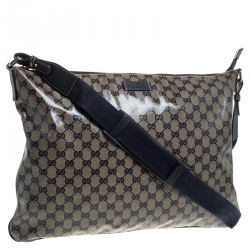 Pre Owned Gucci Blue Monogram Crystal GG Messenger Bag