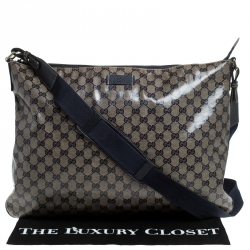 Pre Owned Gucci Blue Monogram Crystal GG Messenger Bag