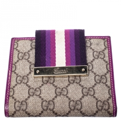 Gucci Purple/Beige GG Supreme Canvas Limited Edition Joy Web Boston Bag with Wallet