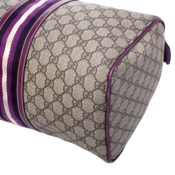 Gucci Purple/Beige GG Supreme Canvas Limited Edition Joy Web Boston Bag with Wallet