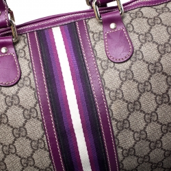 Gucci Purple/Beige GG Supreme Canvas Limited Edition Joy Web Boston Bag with Wallet
