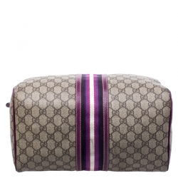 Gucci Purple/Beige GG Supreme Canvas Limited Edition Joy Web Boston Bag with Wallet