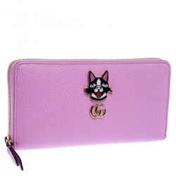 Gucci Pink GG Marmont Leather Limited Edition Bosco Zip Around Wallet