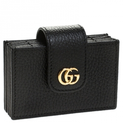 مملوكة مسبقًا Gucci Black GG Marmont Leather Expandable Card Holder