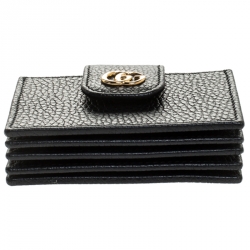 مملوكة مسبقًا Gucci Black GG Marmont Leather Expandable Card Holder