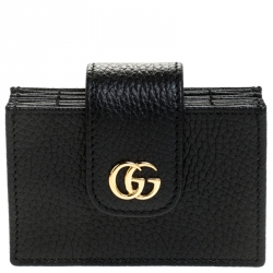 مملوكة مسبقًا Gucci Black GG Marmont Leather Expandable Card Holder