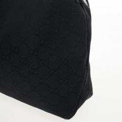 Pre Owned Gucci Black Monogram Horsebit Hobo