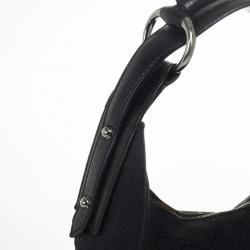 Pre Owned Gucci Black Monogram Horsebit Hobo