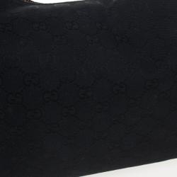 Pre Owned Gucci Black Monogram Horsebit Hobo