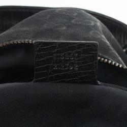Pre Owned Gucci Black Monogram Horsebit Hobo