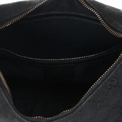 Pre Owned Gucci Black Monogram Horsebit Hobo