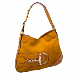 Pre Owned حقيبة كتف غوتشي هورسبيت هيسلر جلد GG بنية/ بيج