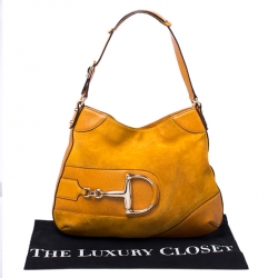 Pre Owned حقيبة كتف غوتشي هورسبيت هيسلر جلد GG بنية/ بيج