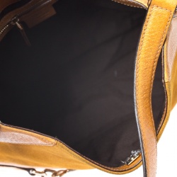 Pre Owned حقيبة كتف غوتشي هورسبيت هيسلر جلد GG بنية/ بيج