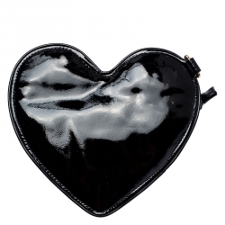 Gucci Black Patent Leather Heart Shaped Wristlet Pouch