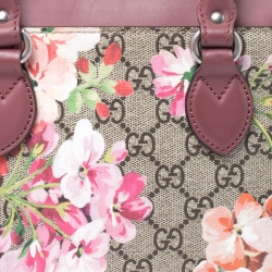 Pre Owned Gucci Multicolor GG Supreme Canvas Blooms Leather Small Satchel