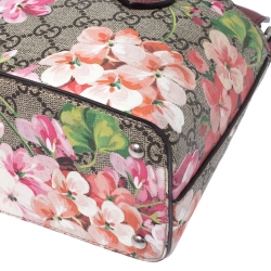Pre Owned Gucci Multicolor GG Supreme Canvas Blooms Leather Small Satchel