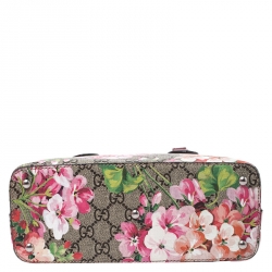 Pre Owned Gucci Multicolor GG Supreme Canvas Blooms Leather Small Satchel