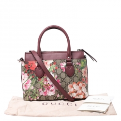 Pre Owned Gucci Multicolor GG Supreme Canvas Blooms Leather Small Satchel