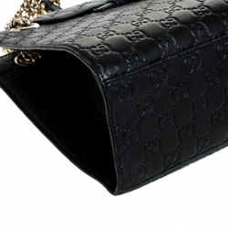 مملوكة مسبقًا Gucci Black Guccissima Leather Large Emily Chain Shoulder Bag