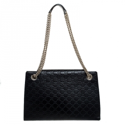 مملوكة مسبقًا Gucci Black Guccissima Leather Large Emily Chain Shoulder Bag