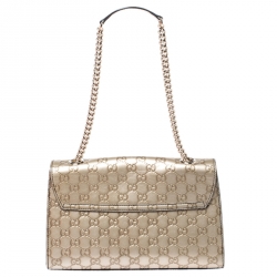 مملوكة مسبقًا Gucci Gold Guccissima Leather Medium Emily Chain Shoulder Bag