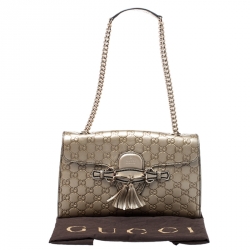 مملوكة مسبقًا Gucci Gold Guccissima Leather Medium Emily Chain Shoulder Bag