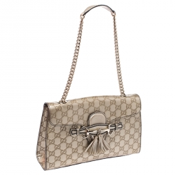 مملوكة مسبقًا Gucci Gold Guccissima Leather Medium Emily Chain Shoulder Bag