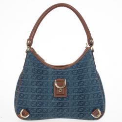 Pre Owned Gucci Denim Abbey Medium D-Ring Hobo Bag