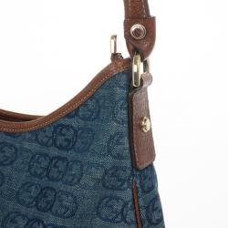 Pre Owned Gucci Denim Abbey Medium D-Ring Hobo Bag