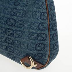 Pre Owned Gucci Denim Abbey Medium D-Ring Hobo Bag