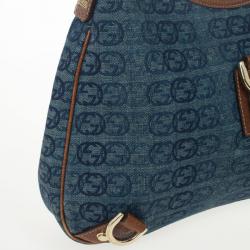 Pre Owned Gucci Denim Abbey Medium D-Ring Hobo Bag