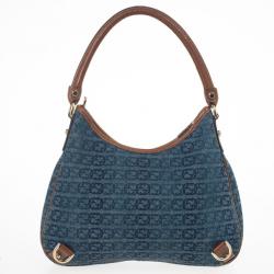 Pre Owned Gucci Denim Abbey Medium D-Ring Hobo Bag