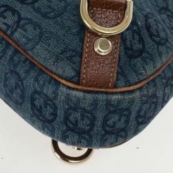 Pre Owned Gucci Denim Abbey Medium D-Ring Hobo Bag