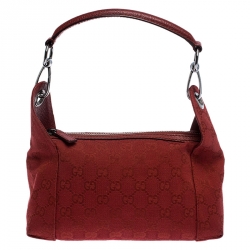 Gucci, Bags, Vintage Gucci Red Leather Canvas Bag